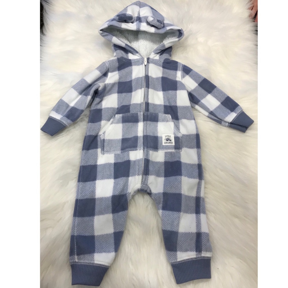 Cute Fleece Plaid Romper NWOT